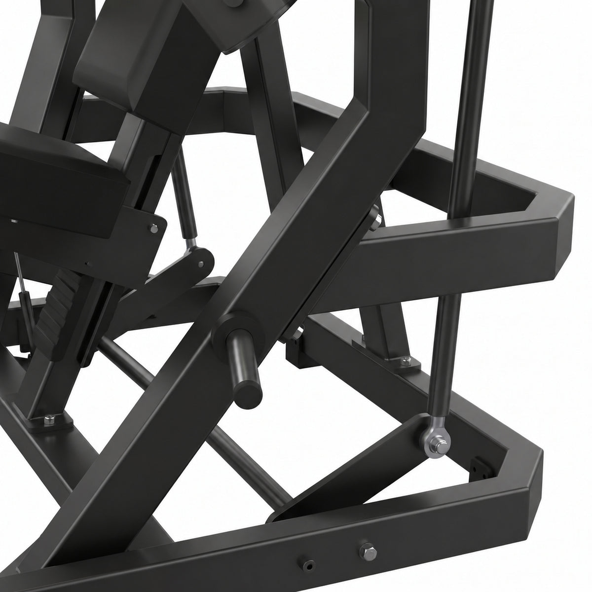 DHZ Y900 Y910L Decline-Brustpresse (Low Chest Press) mit Einstiegshilfe in Schwarz-Schwarz – Detail der Einstiegshilfe