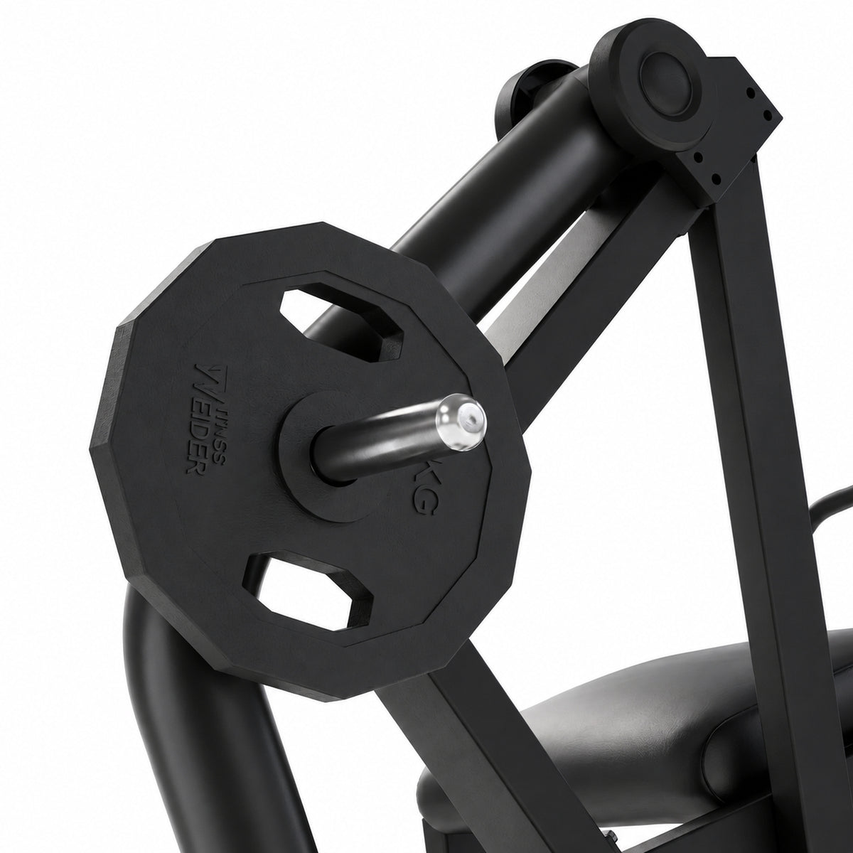 DHZ Y900 Y940 Glute-Kickback-Maschine (Rear Kick) in Schwarz-Schwarz – Detail der Hantelscheibenaufnahme