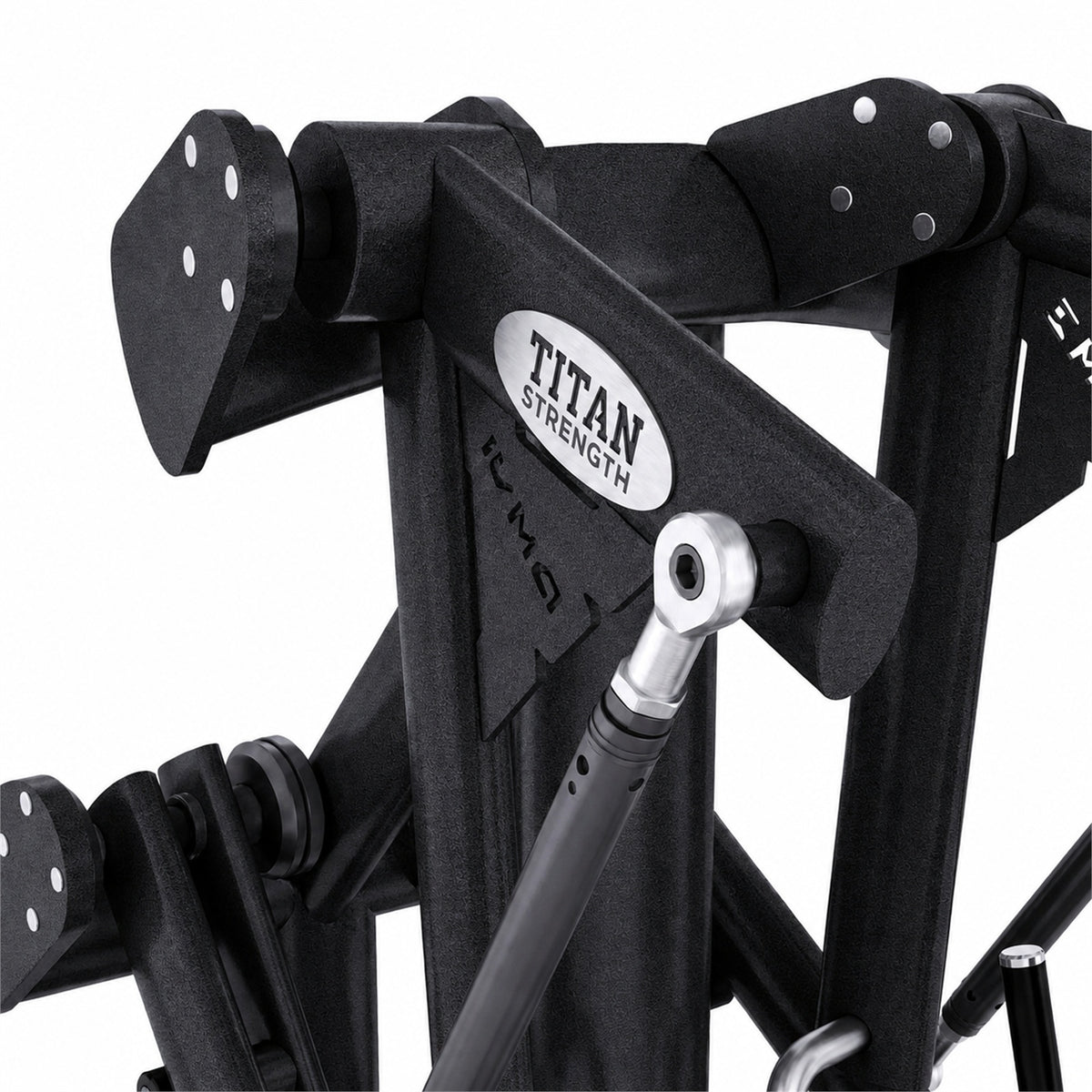 DHZ TITAN Extreme T904 Super Low Row Rudermaschine für oberen Rückenaufbau – super low row obsidian black mechanik detail