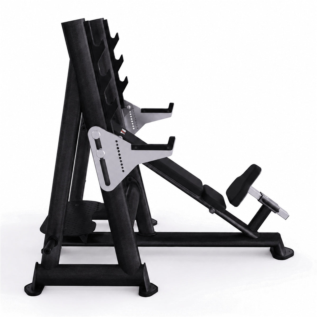 DHZ TITAN Extreme T932 Olympic Incline Bench – Professionelle olympische Schrägbank mit Hantelablagen – olympic incline bench langhantelbank obsidian black seitenansicht