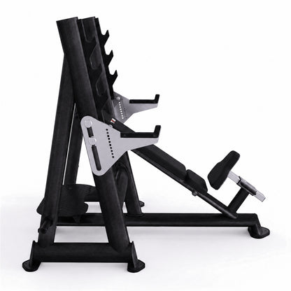DHZ TITAN Extreme T932 Olympic Incline Bench – Professionelle olympische Schrägbank mit Hantelablagen – olympic incline bench langhantelbank obsidian black seitenansicht