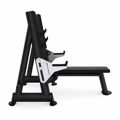 DHZ TITAN Extreme T933 Olympic Flat Bench – Professionelle olympische Flachbank mit Hantelablagen – olympic flat bench langhantelbank obsidian black seitenansicht