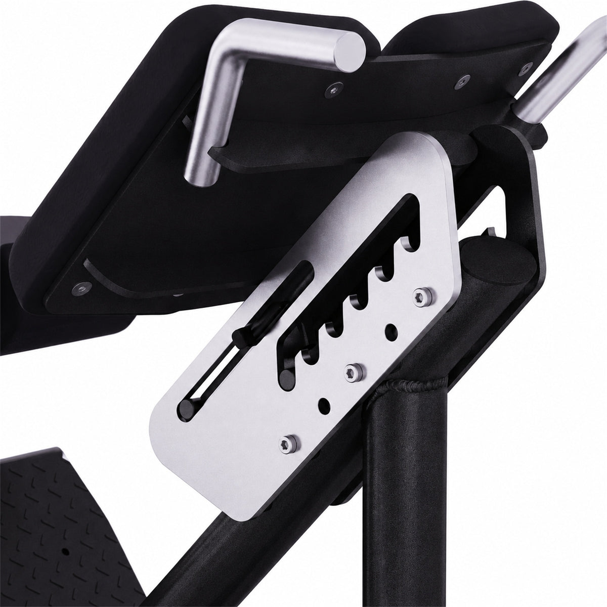 DHZ TITAN Extreme T935 Back Extension – Professionelle Hyperextension Bank für das Rückenstreckertraining – back extension hyperextension bank obsidian black verstellung detail