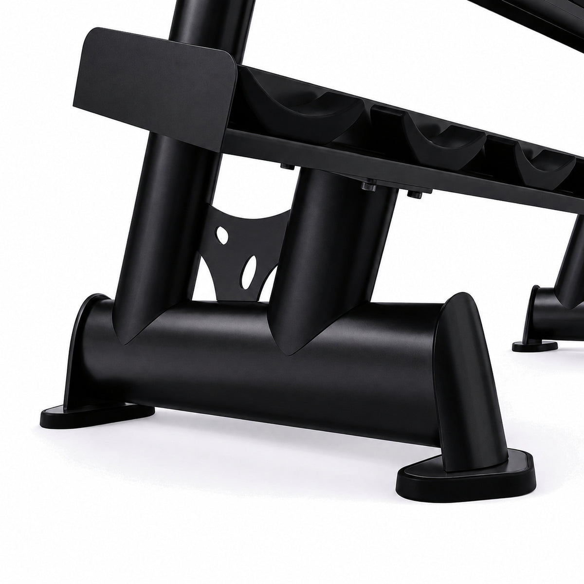 DHZ TITAN Extreme T943 Dumbbell Rack – Professioneller Kurzhantelständer – dumbbell rack kurzhantelstaender obsidian black rahmen fuss detail