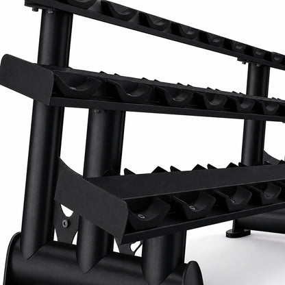 DHZ TITAN Extreme T944 3-Tier Dumbbell Rack – Kurzhantelständer – 3 tier dumbbell rack obsidian black rahmen ablagen detail