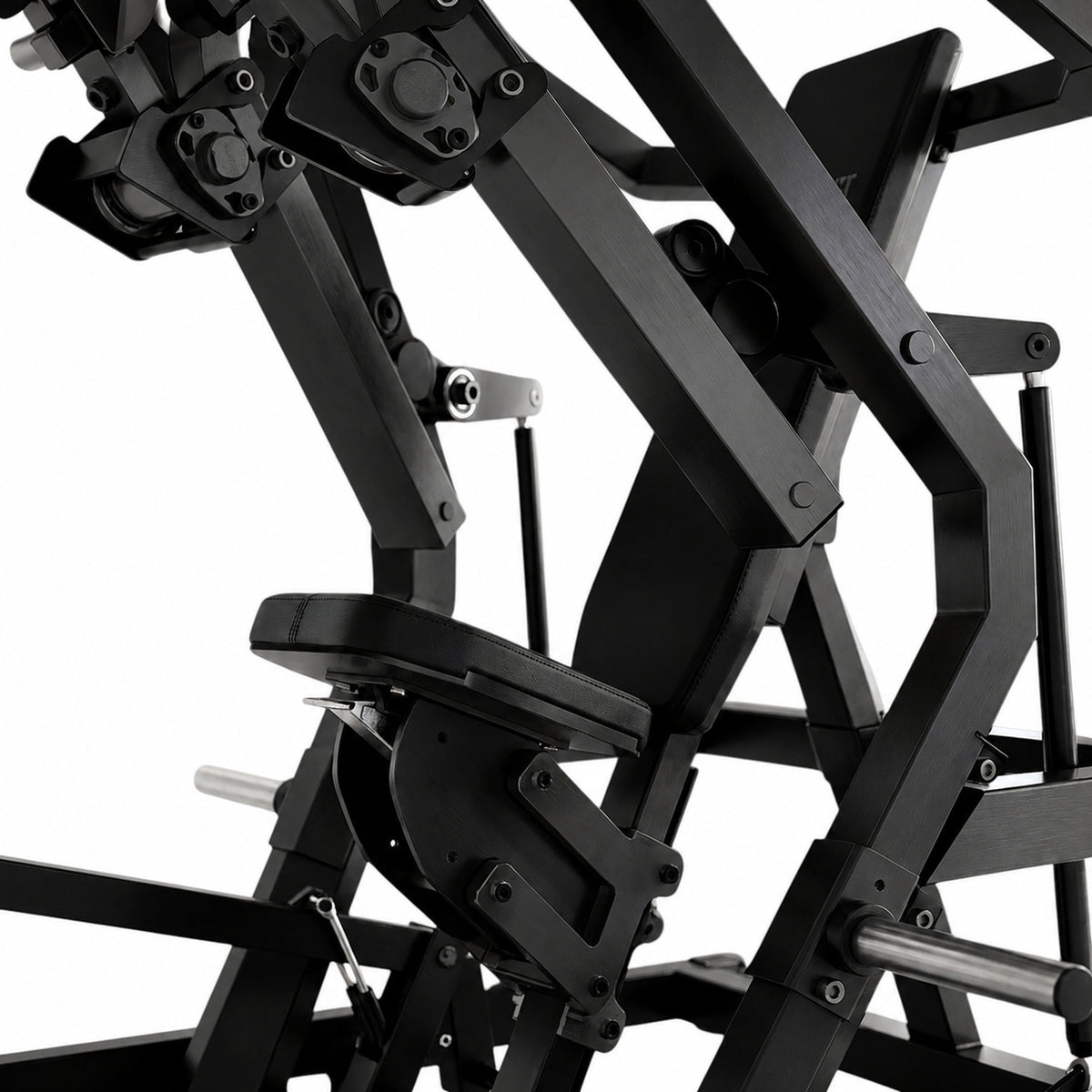 DHZ TITAN Mechanix Y910ZA Low Chest Press - Plate Loaded Brustpresse für den professionellen Einsatz – low chest press obsidian black sitzverstellung detail