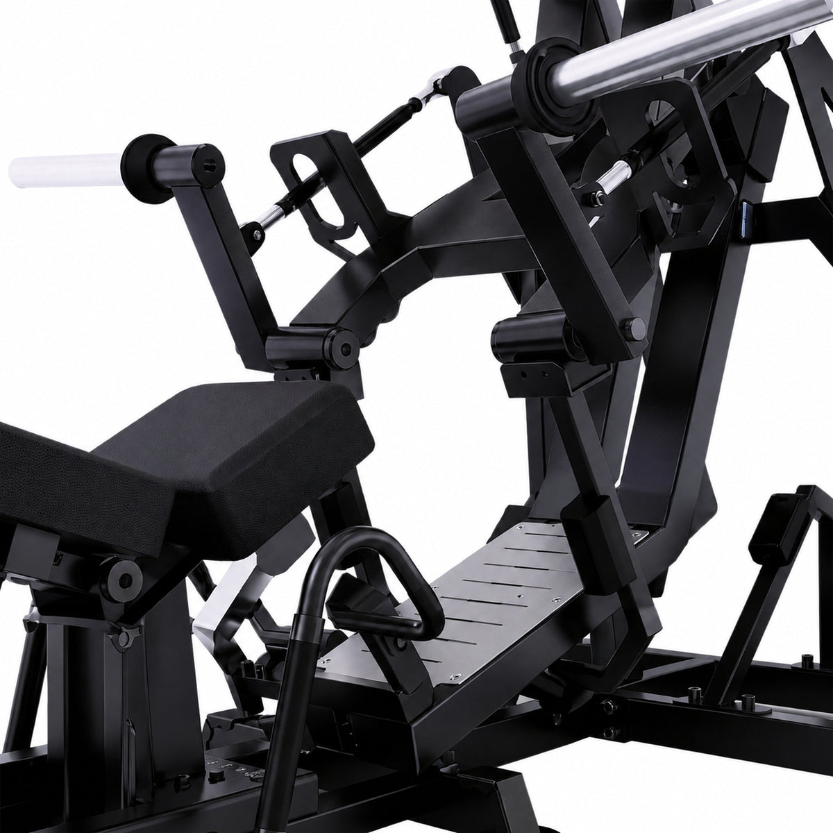 DHZ TITAN Mechanix Y950ZA Leg Press - Plate Loaded Beinpresse für professionelles Bein- und Glute-Training – leg press obsidian black hebelmechanik detail