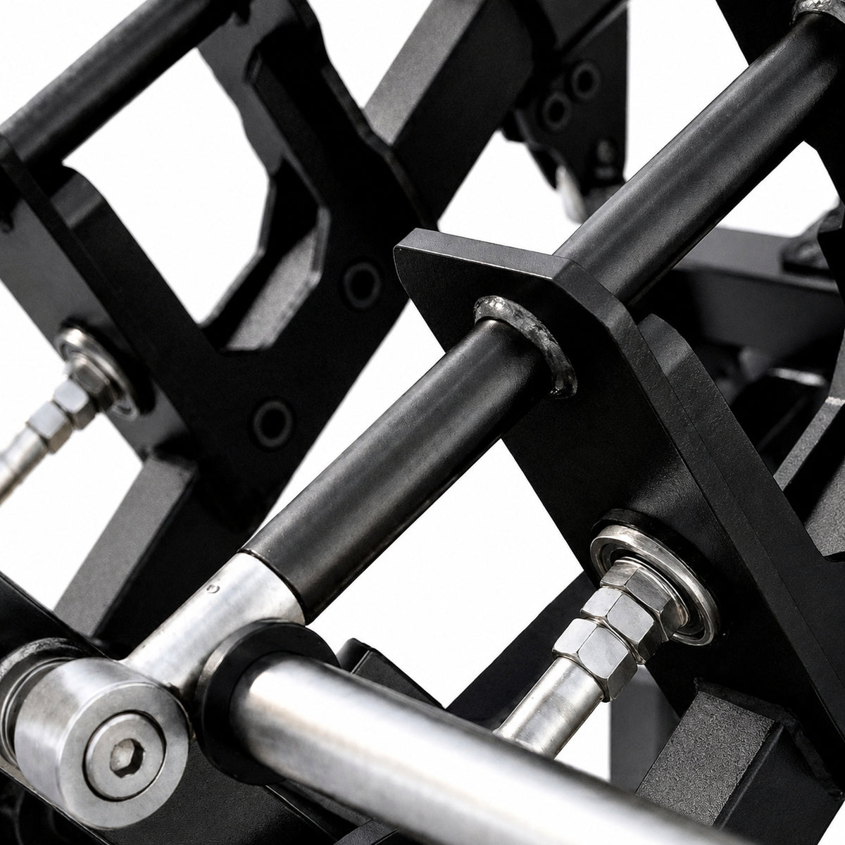 DHZ TITAN Mechanix Y965ZA Seated Dip - Plate Loaded Dip Machine für Trizeps- und Brusttraining – seated dip obsidian black lager mechanik detail