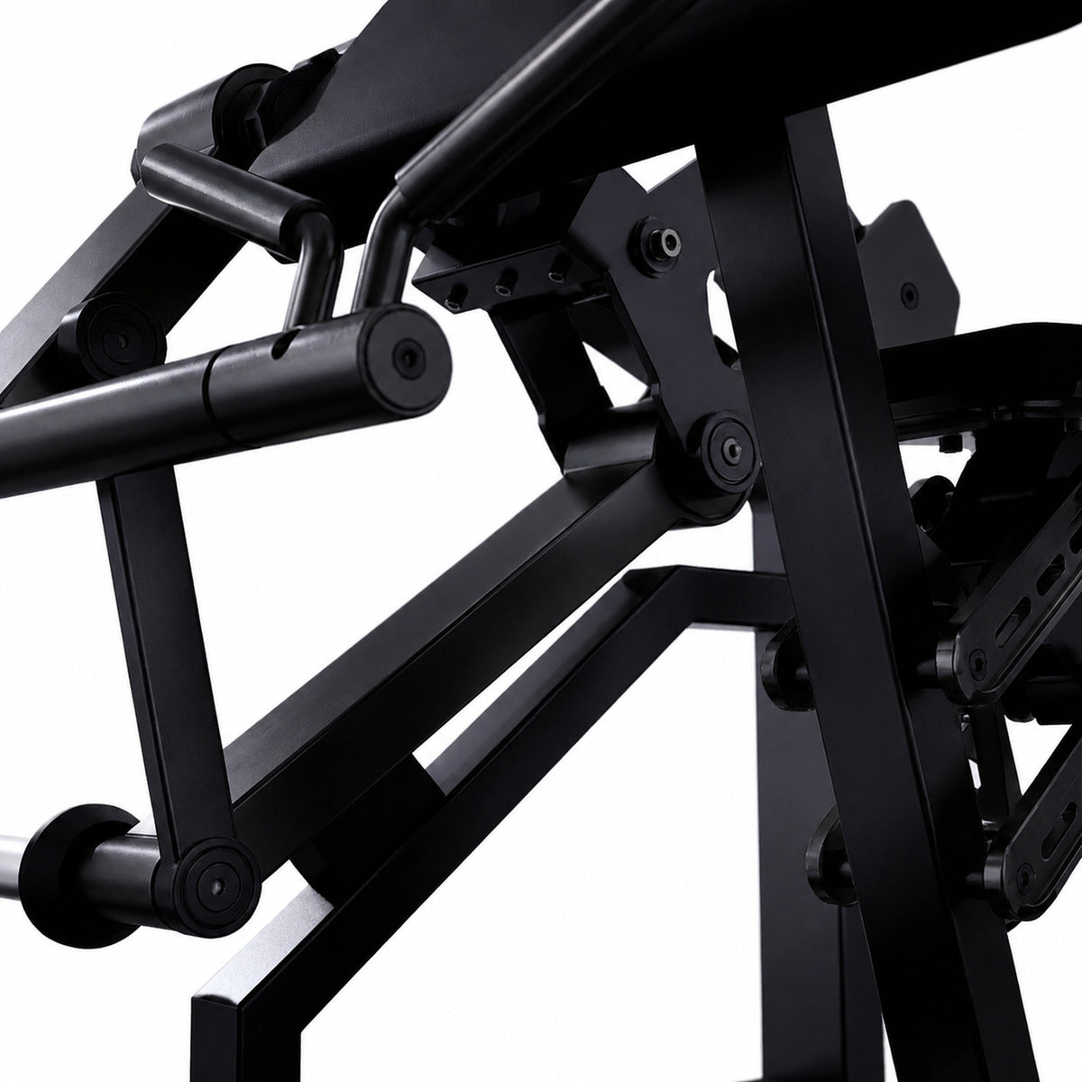 DHZ TITAN Mechanix Y970ZA Biceps Curl - Plate Loaded Bizepsmaschine für isoliertes Armtraining – biceps curl obsidian black hebel gelenk detail