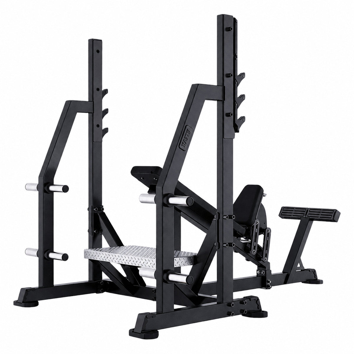 DHZ TITAN Mechanix Y971ZA Olympic Incline Bench - Plate Loaded Schrägbank für Langhanteltraining – olympic incline bench obsidian black seitenansicht rechts