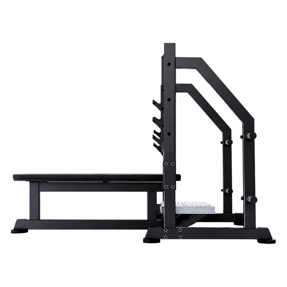 DHZ TITAN Mechanix Y972ZA Olympic Flat Bench - Plate Loaded Flachbank für Langhanteltraining – olympic flat bench obsidian black seitenansicht rechts