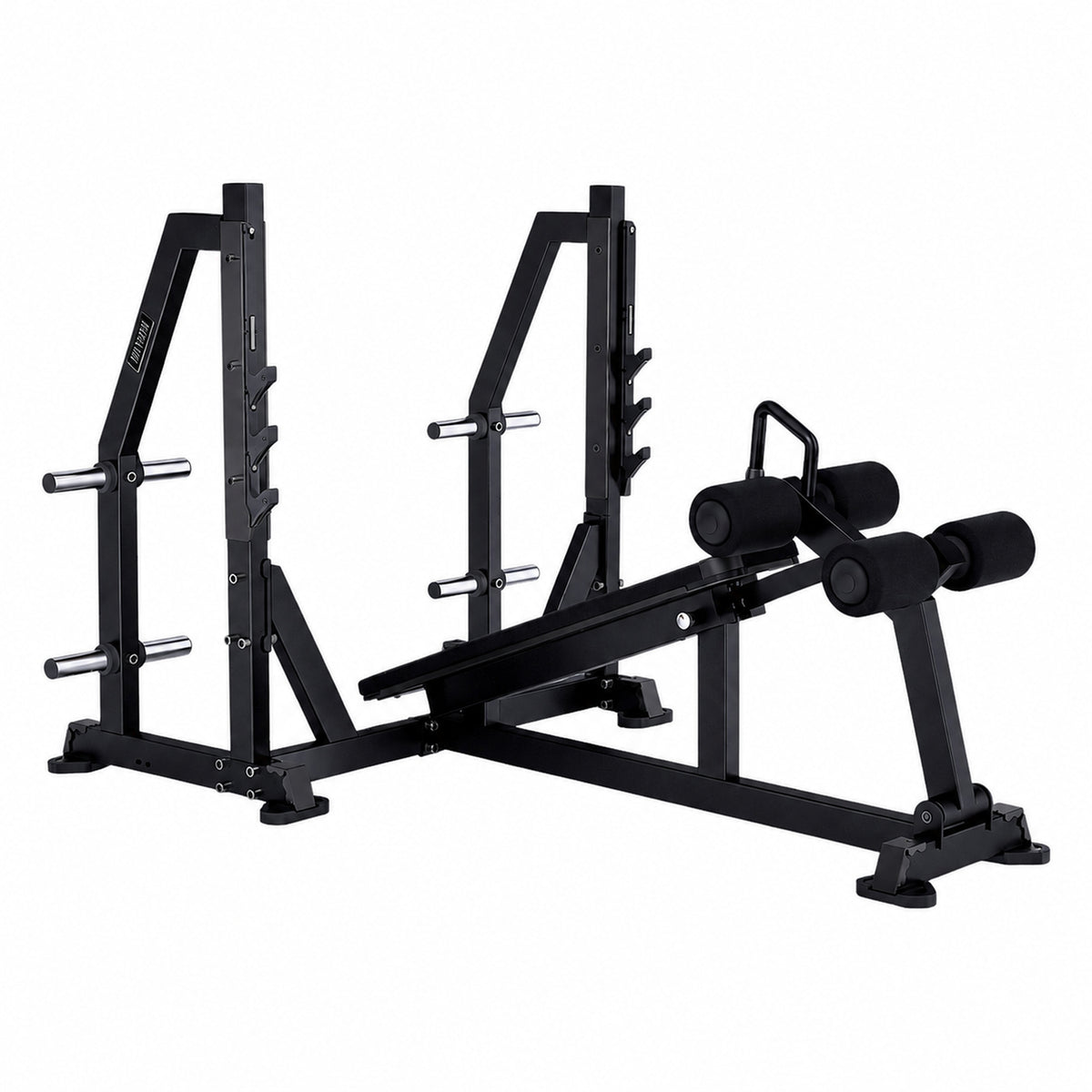 DHZ TITAN Mechanix Y973ZA Olympic Decline Bench - Plate Loaded Negativbank für Langhanteltraining – olympic decline bench obsidian black seitenansicht rechts