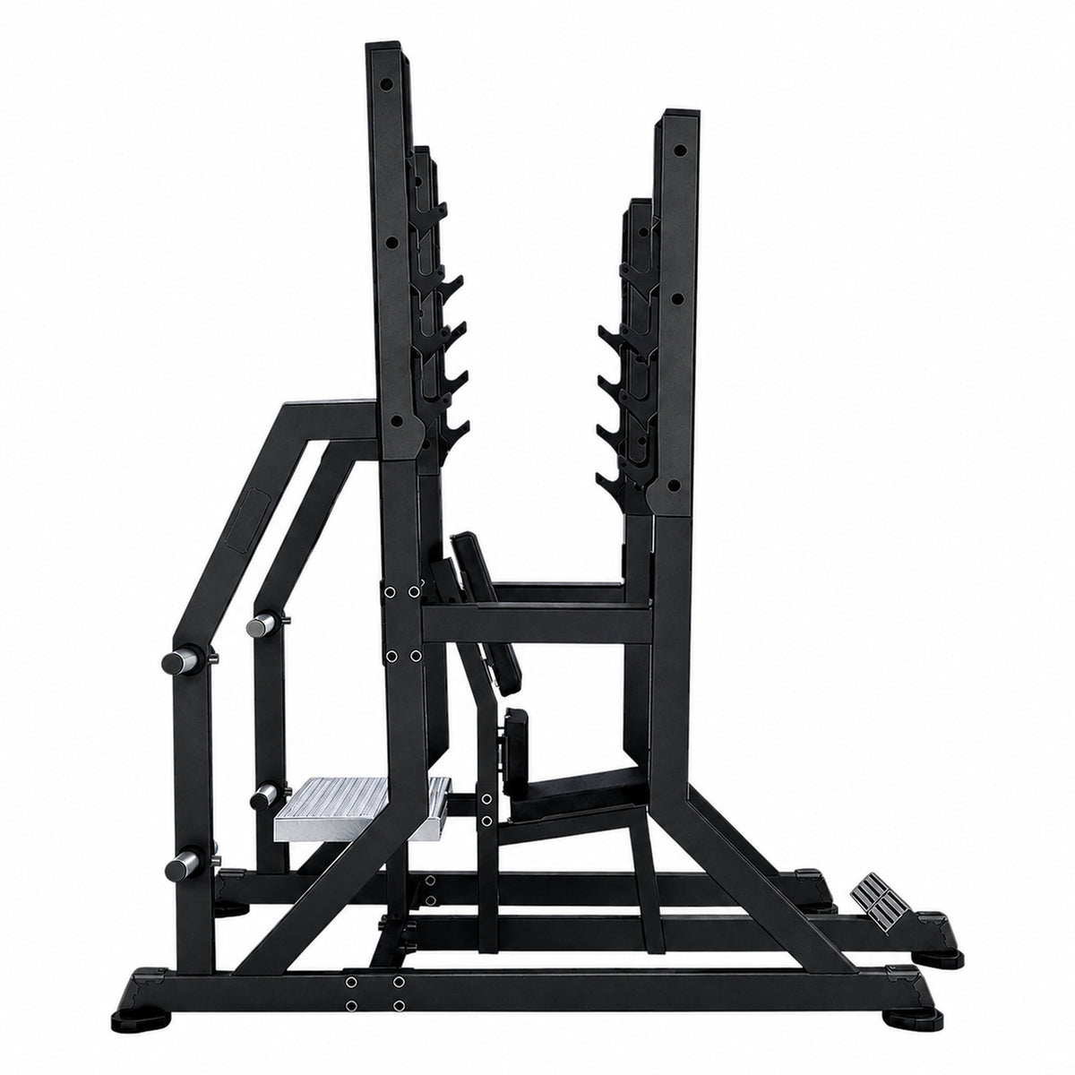 DHZ TITAN Mechanix Y974ZA Olympic Military Bench - Plate Loaded Schulterpresse Bank für Langhanteltraining – olympic military bench obsidian black seitenansicht