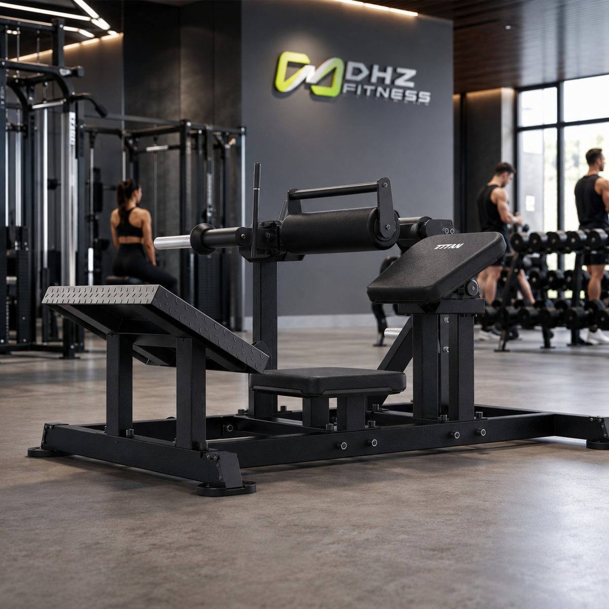 DHZ TITAN Mechanix Y984ZA Hip Thrust - Plate Loaded Gerät für Gesäßtraining – hip thrust obsidian black premium