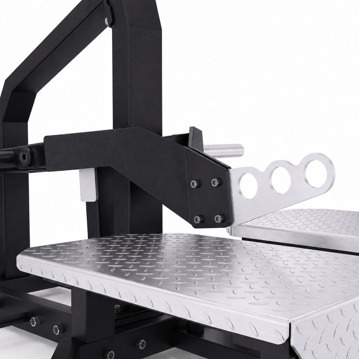 DHZ TITAN Mechanix Y986ZA Belt Squat – Plate Loaded Kniebeugenmaschine – dhz titan mechanix y986za belt squat obsidian black einstellarm detail 