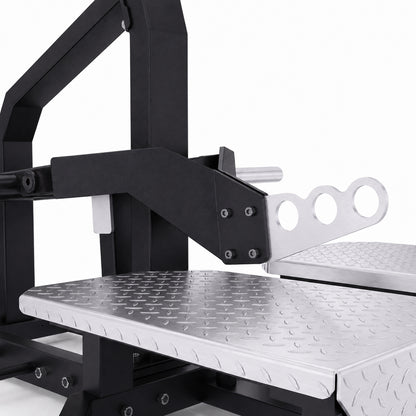 DHZ TITAN Mechanix Y986ZA Belt Squat – Plate Loaded Kniebeugenmaschine – dhz titan mechanix y986za belt squat obsidian black einstellarm detail 