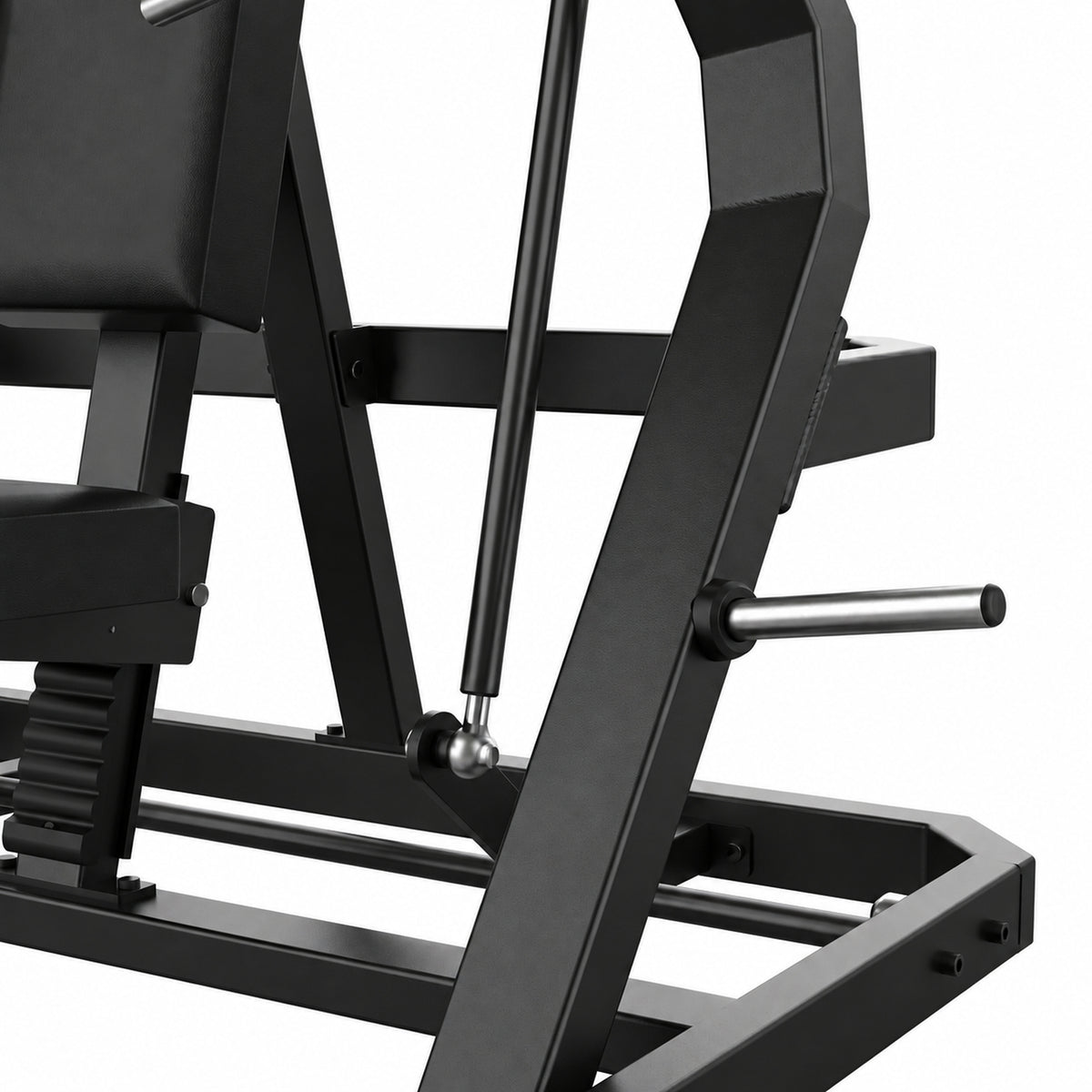 DHZ Y900 Y905L Brustpresse (Chest Press) mit Einstiegshilfe – Detail von Gasfeder und Rahmen