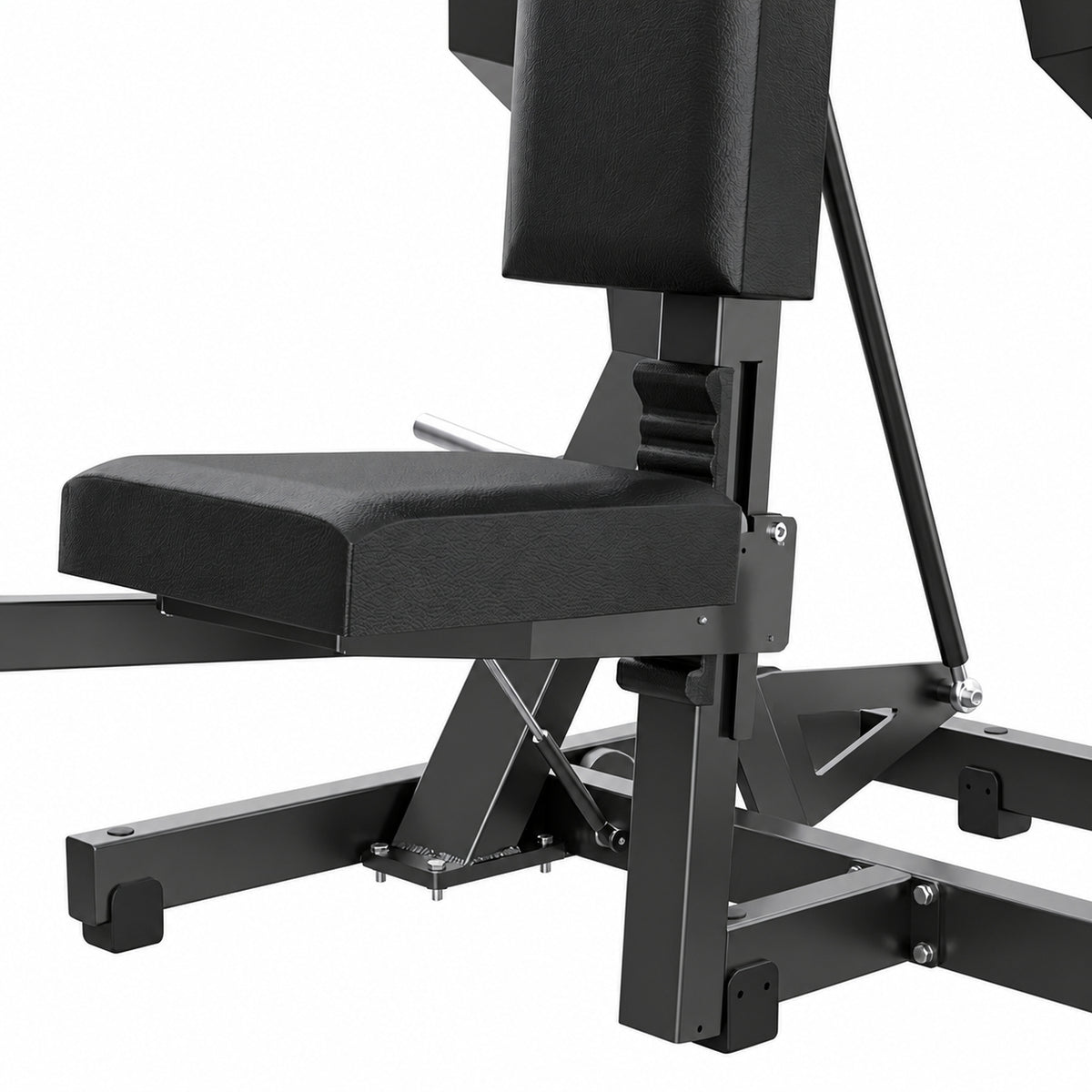 DHZ Y900 Y935L Schulterpresse (Shoulder Press) mit Einstiegshilfe – Detail von Sitzverstellung und Polsterung