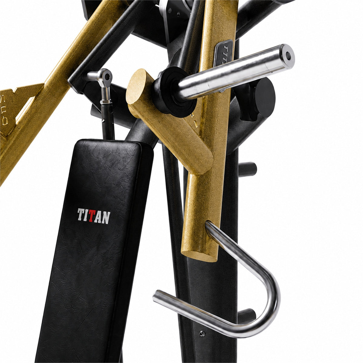 DHZ TITAN Extreme T903 Super Incline Wide Chest Press – Schrägbank – super incline wide chest press schwarz gold mechanik detail