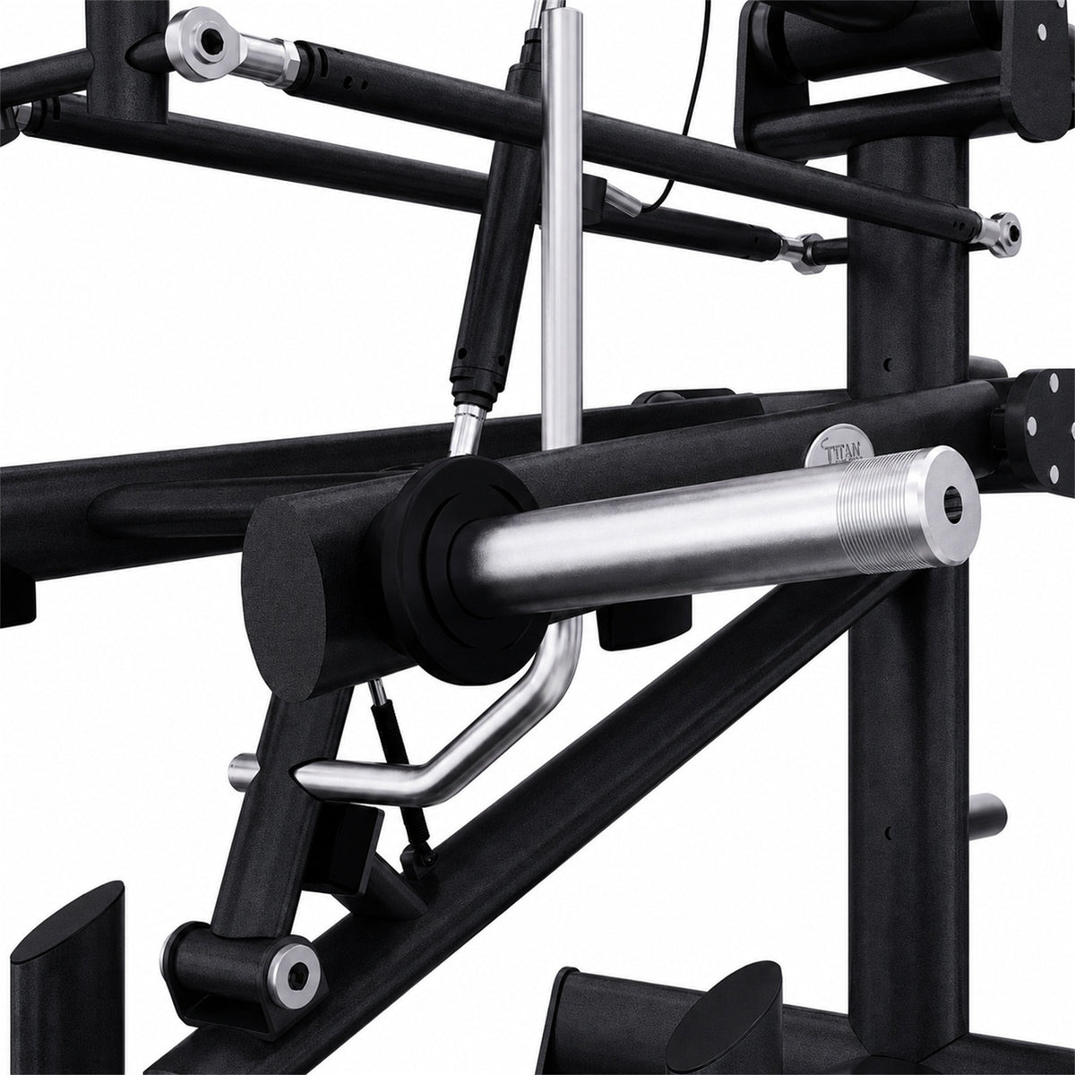DHZ TITAN Extreme T912 Super Squat – Kniebeugenmaschine für Gesäß- und Beintraining – super squat obsidian black rahmen detail