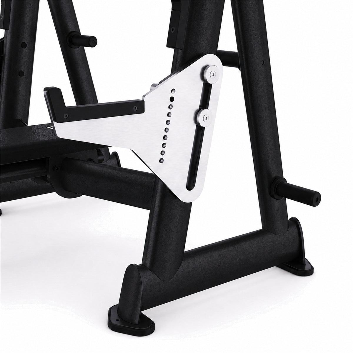 DHZ TITAN Extreme T933 Olympic Flat Bench – Professionelle olympische Flachbank mit Hantelablagen – olympic flat bench langhantelbank obsidian black sicherheitsablage detail