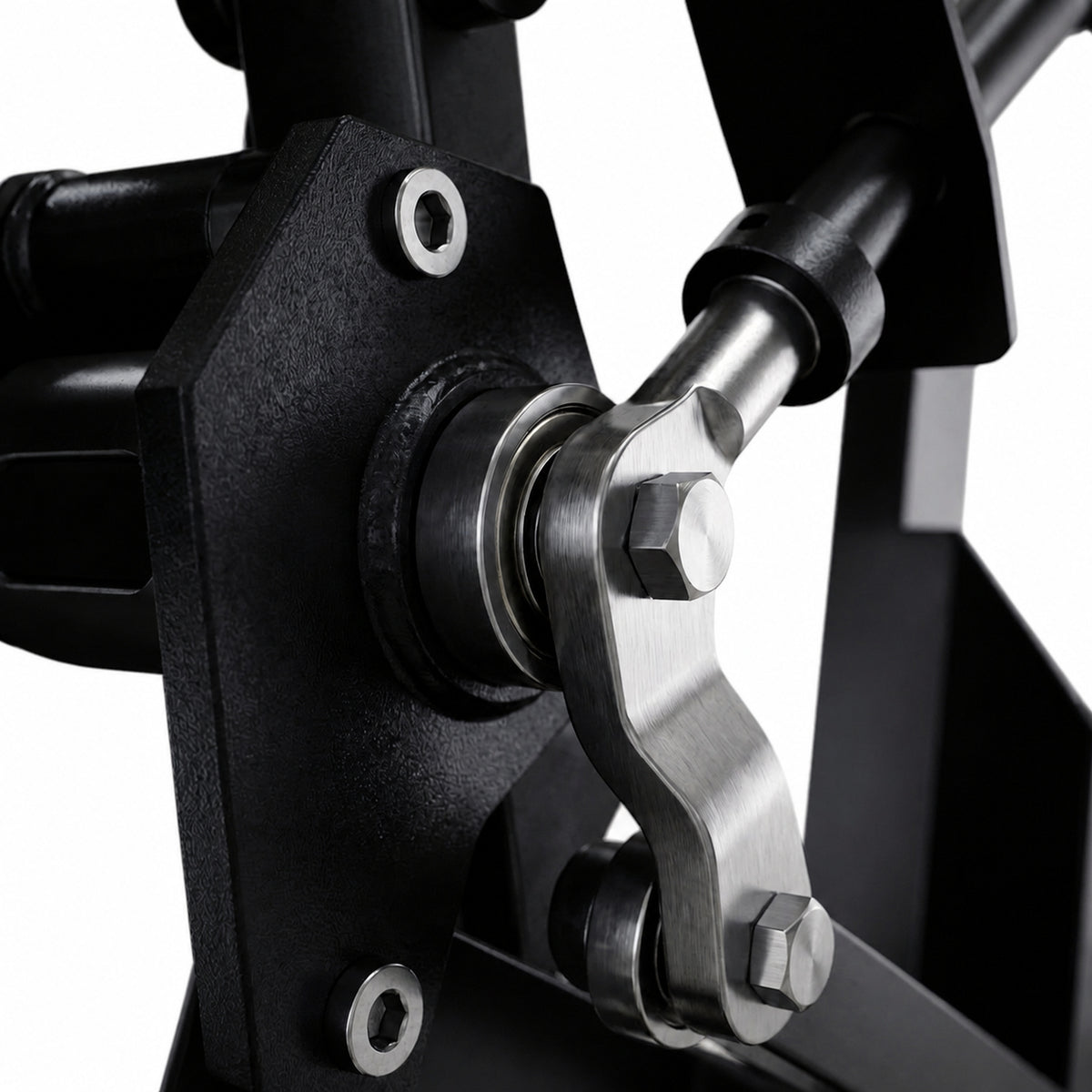 DHZ TITAN Mechanix Y920ZA Pull Down - Plate Loaded Latzug für Fitnessstudios und professionelles Rückentraining – pull down obsidian black lagerung hebel detail