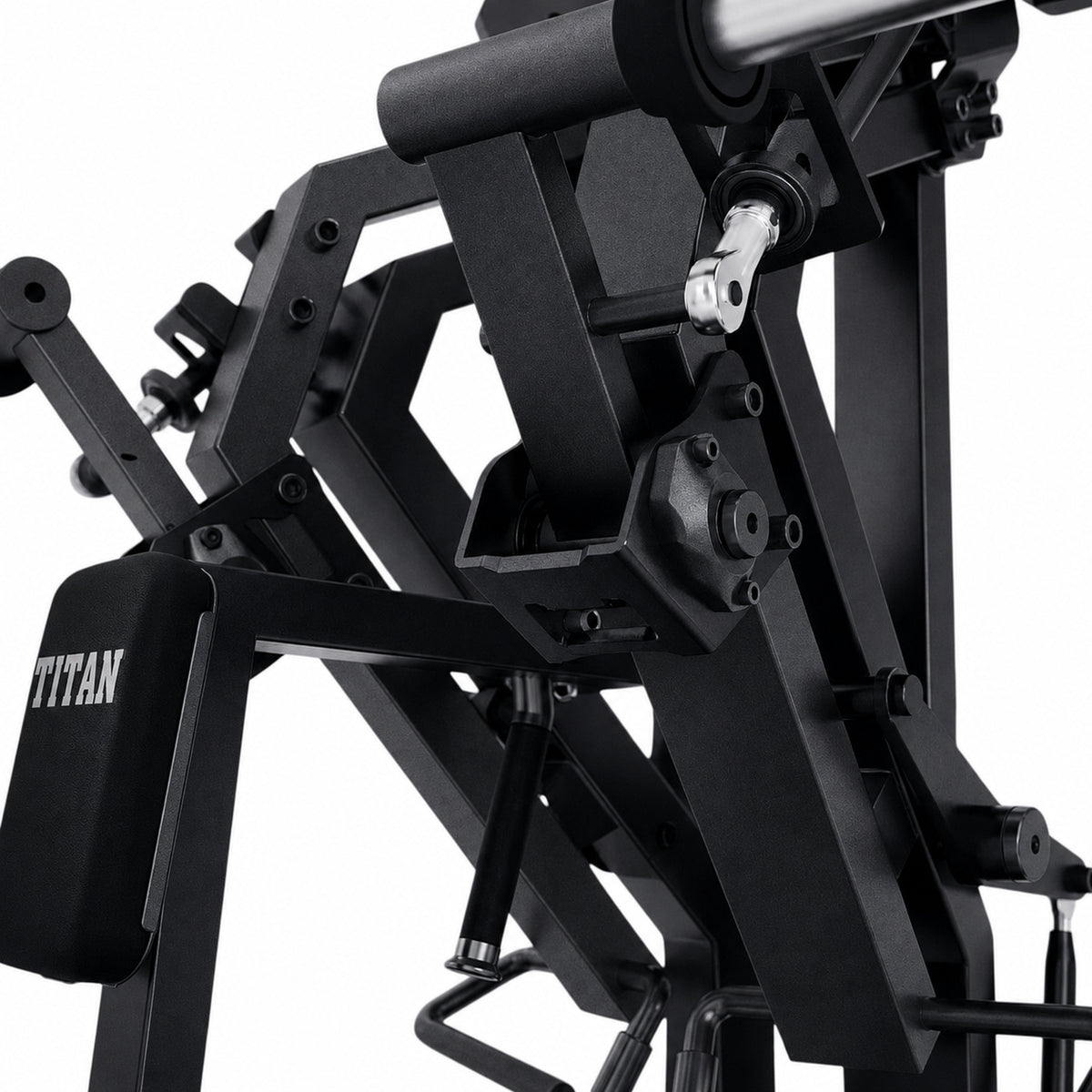DHZ TITAN Mechanix Y925ZA Low Row - Plate Loaded Rudergerät für Rücken – low row obsidian black lagerung gelenk detail
