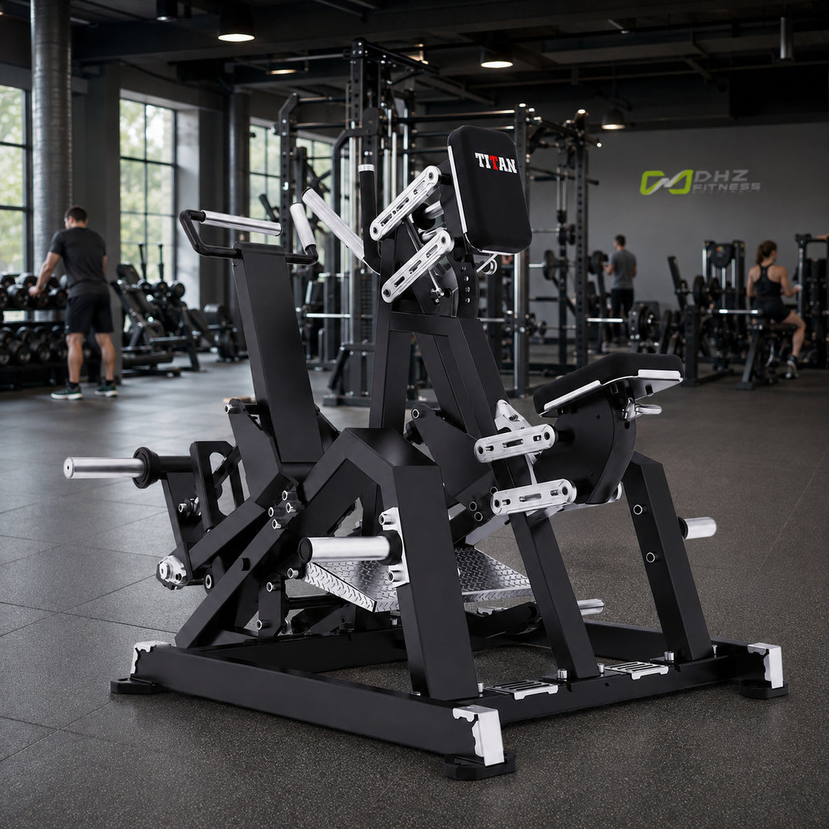 DHZ TITAN Mechanix Y930ZA Row - Plate Loaded Rudergerät für Rückentraining – row obsidian black premium