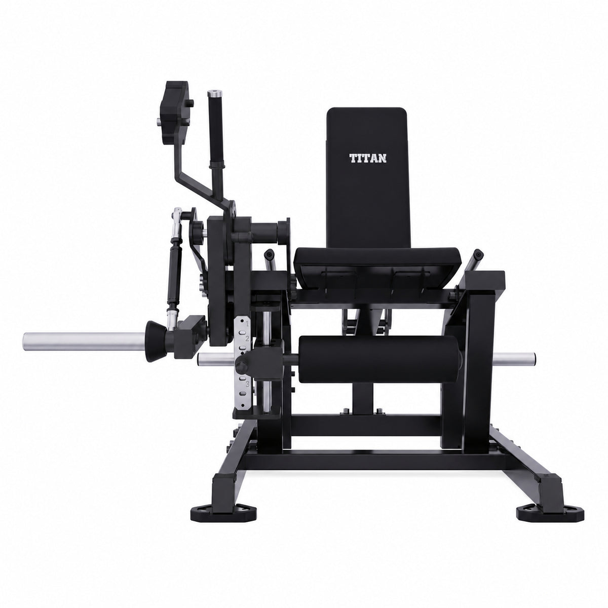 DHZ TITAN Mechanix Y961ZAG Leg Extension – Plate Loaded Beinstrecker – dhz titan mechanix y961zag leg extension obsidian black rueckansicht 