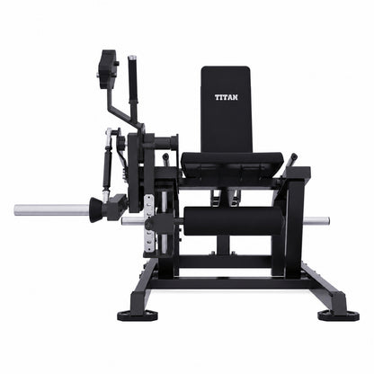DHZ TITAN Mechanix Y961ZAG Leg Extension – Plate Loaded Beinstrecker – dhz titan mechanix y961zag leg extension obsidian black rueckansicht 