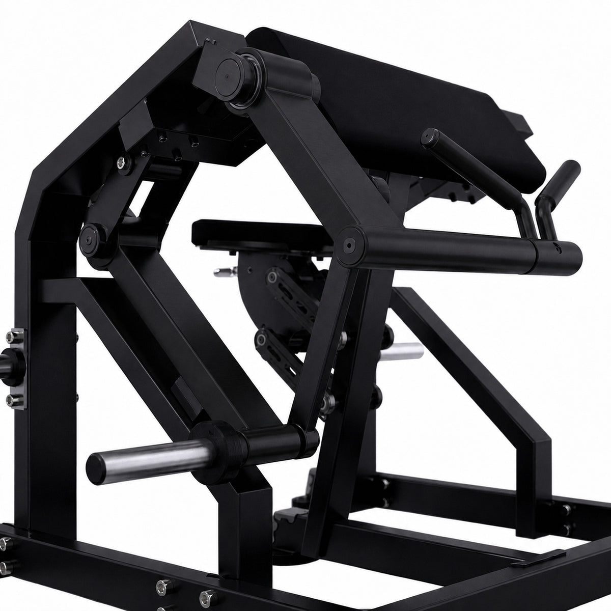 DHZ TITAN Mechanix Y970ZA Biceps Curl - Plate Loaded Bizepsmaschine für isoliertes Armtraining – biceps curl obsidian black polster mechanik detail