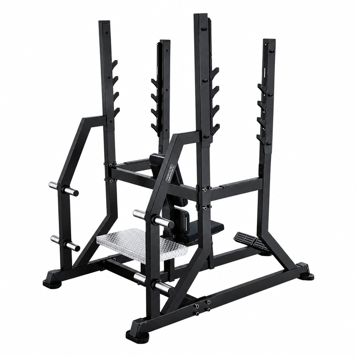 DHZ TITAN Mechanix Y974ZA Olympic Military Bench - Plate Loaded Schulterpresse Bank für Langhanteltraining – olympic military bench obsidian black perspektivansicht