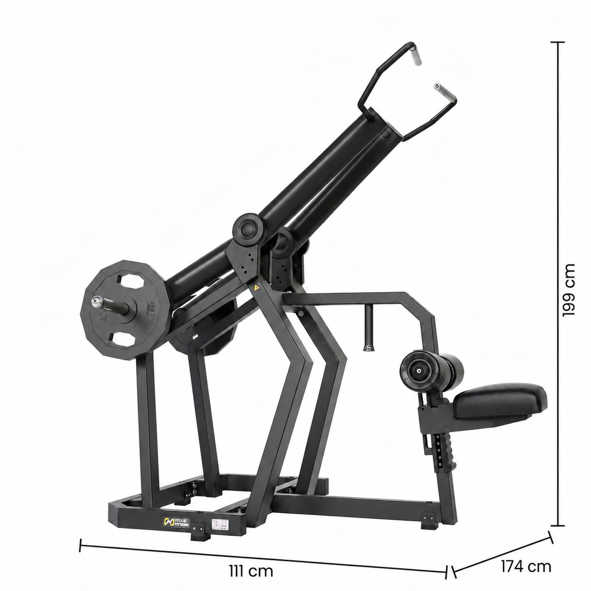 DHZ Y900 Y920 Latzugmaschine (Pull Down) in Schwarz-Schwarz – Maßzeichnung mit Geräteabmessungen