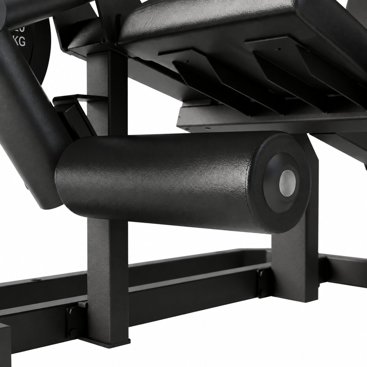 DHZ Y900 Y960 Beinstrecker (Leg Extension) in Schwarz-Schwarz – Detail der Rollenpolster