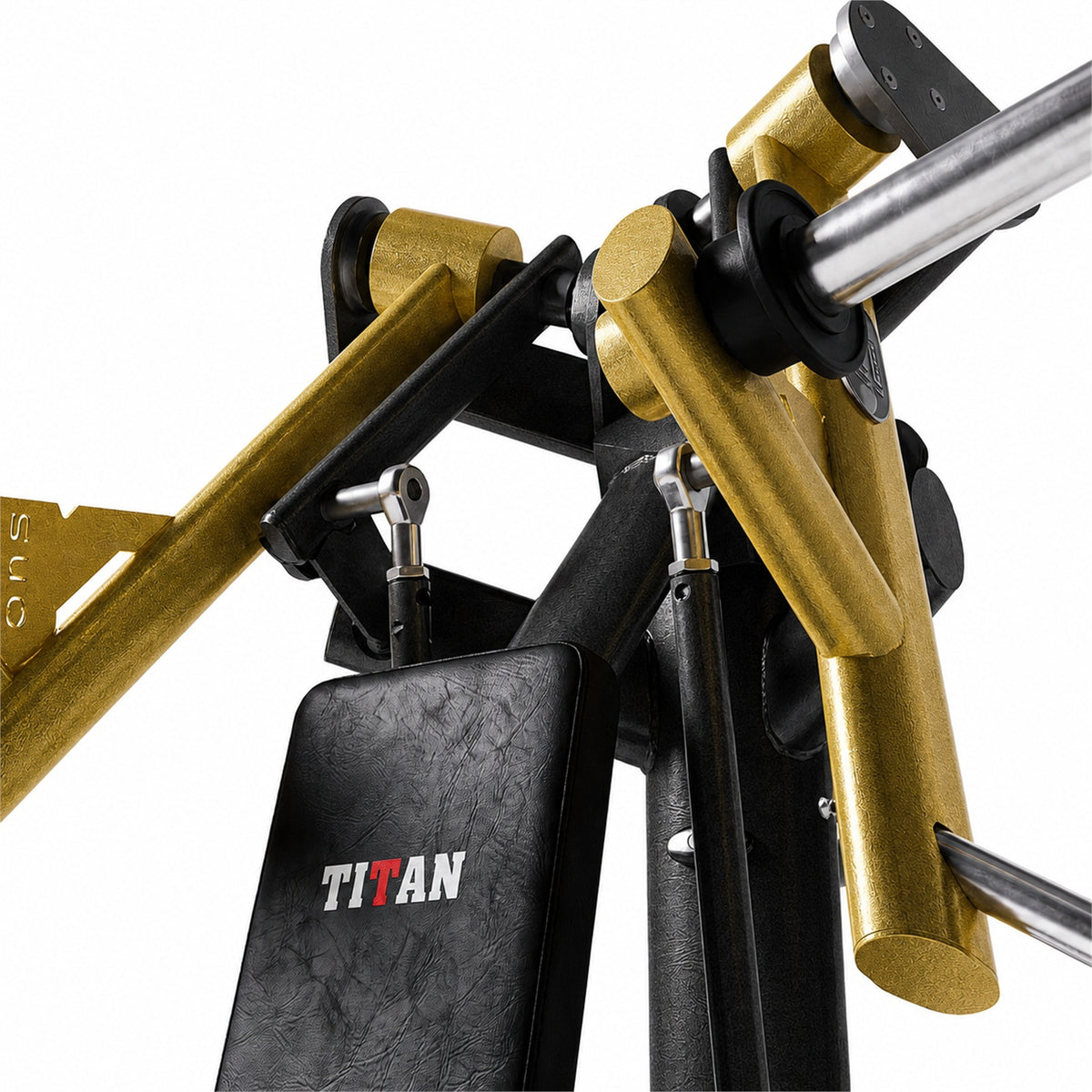 DHZ TITAN Extreme T903 Super Incline Wide Chest Press – Schrägbank – super incline wide chest press schwarz gold gelenk detail