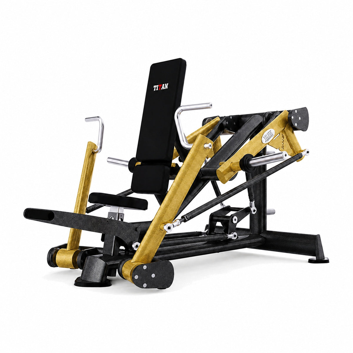 DHZ TITAN Extreme T905 Super Decline Chest Press – Brustpresse für unteres Brusttraining – super decline chest press schwarz gold hauptansicht