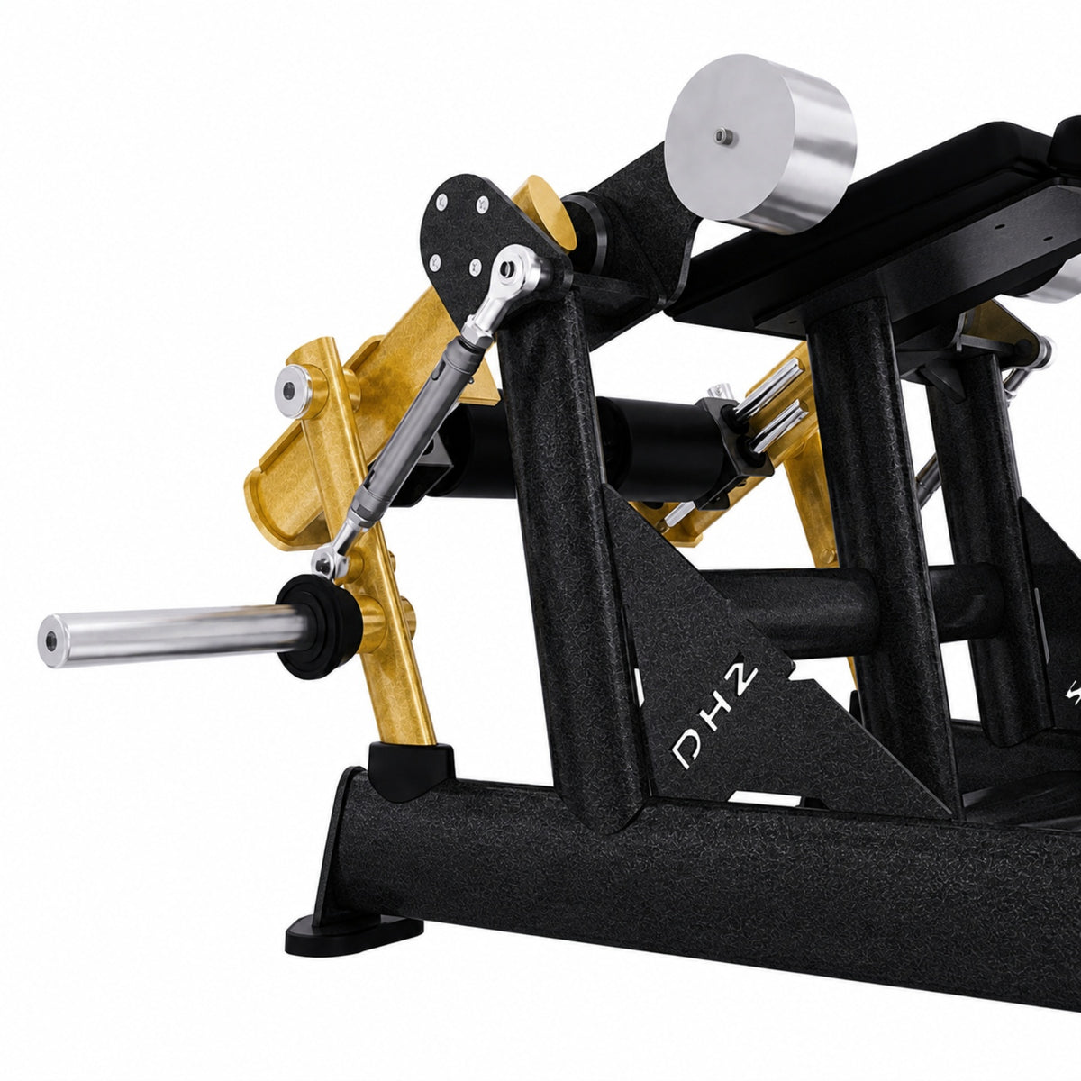 DHZ TITAN Extreme T907 Alternate Leg Curl – Beinbeuger für isoliertes Hamstring-Training – alternate leg curl schwarz gold mechanik detail
