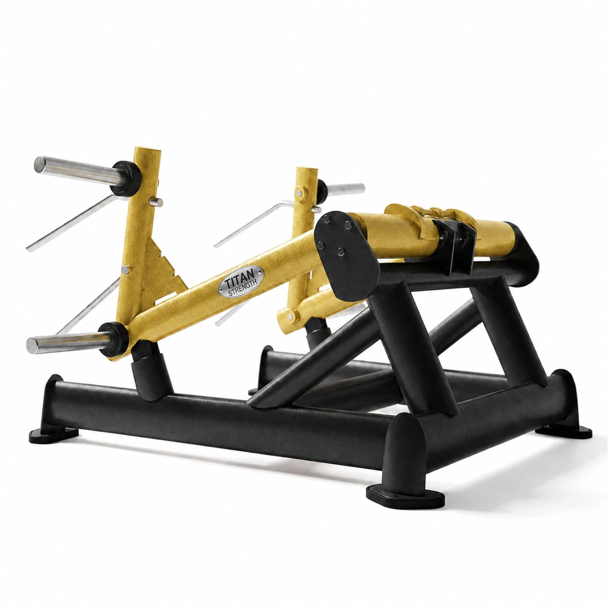 DHZ TITAN Extreme T918 Double Deadlift – Kreuzhebe-Maschine für Rücken- und Beintraining – double deadlift kreuzheben schwarz gold rueckansicht