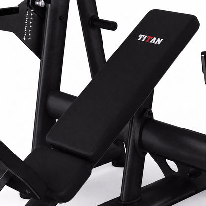 DHZ TITAN Extreme T932 Olympic Incline Bench – Professionelle olympische Schrägbank mit Hantelablagen – olympic incline bench langhantelbank obsidian black polster rahmen detail
