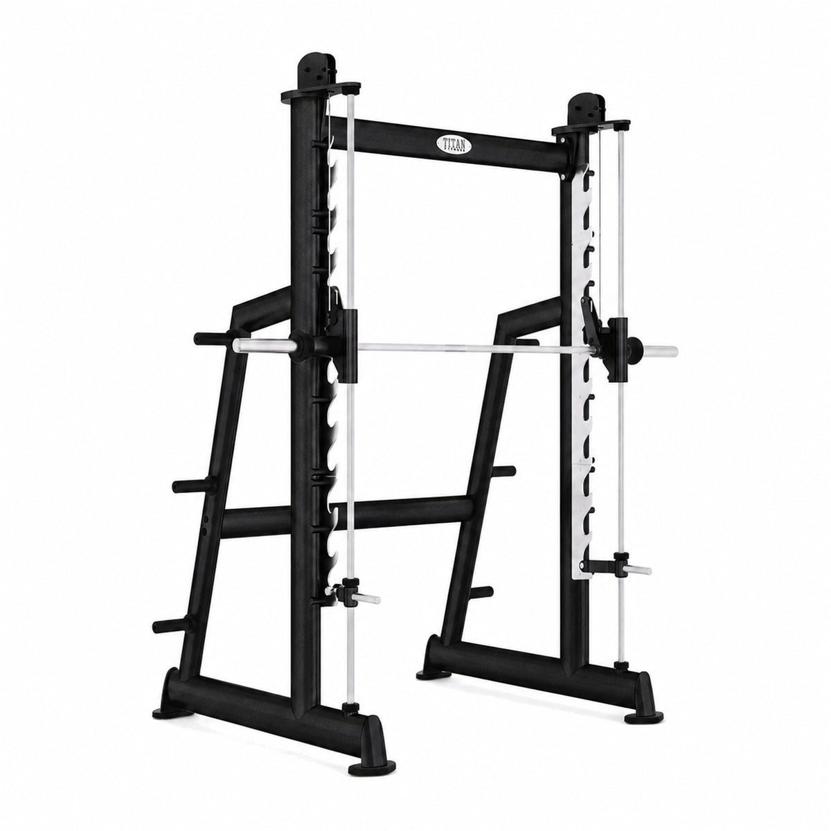 DHZ TITAN Extreme T938 Smith Squat Rack – Professionelle Smith Machine – smith squat rack dreiviertelansicht obsidian black