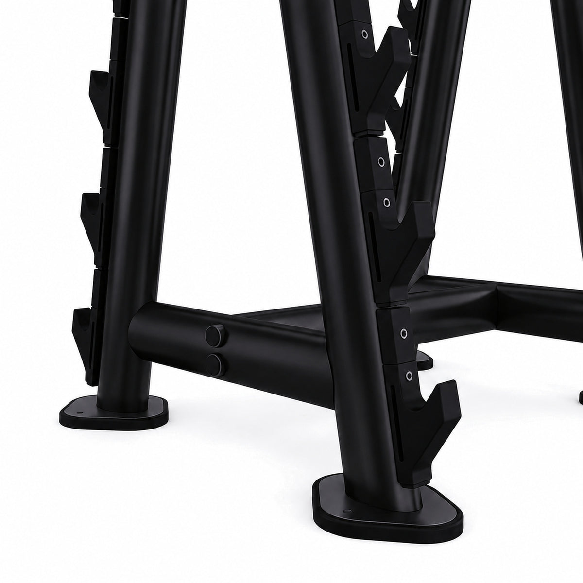 DHZ TITAN Extreme T942 Barbell Rack – Professioneller Langhantelständer – barbell rack langhantelstaender obsidian black rahmen fuss detail