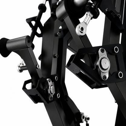 DHZ TITAN Mechanix Y905ZAG Chest Press - Plate Loaded Brustpresse – chest press obsidian black bewegungsarm gelenk detail