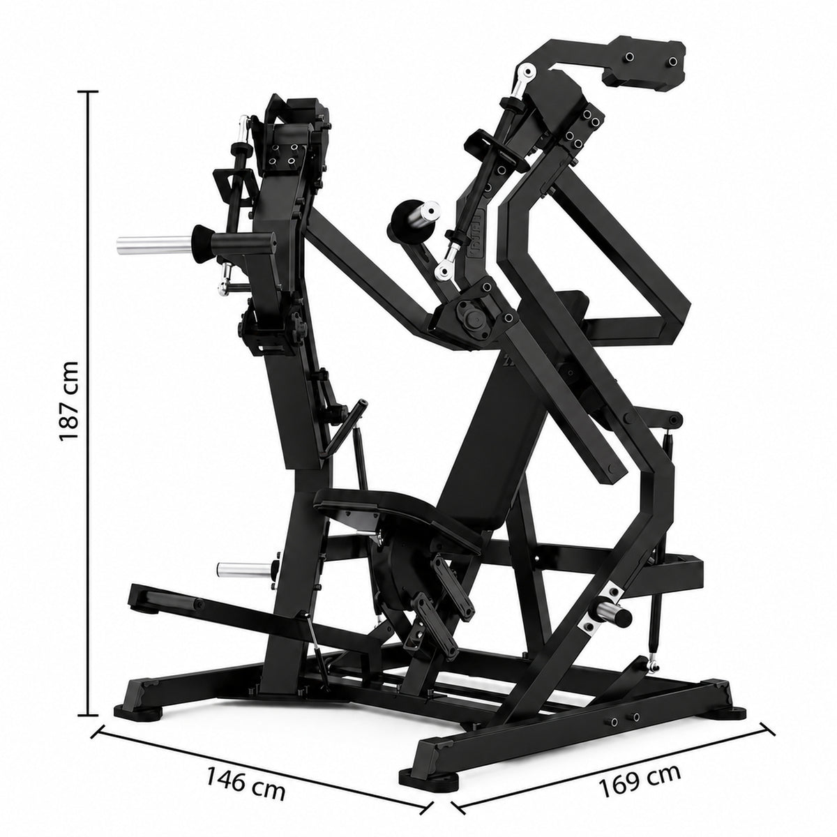 DHZ TITAN Mechanix Y910ZA Low Chest Press - Plate Loaded Brustpresse für den professionellen Einsatz – low chest press obsidian black abmessungen
