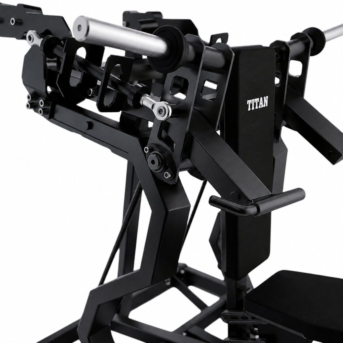DHZ TITAN Mechanix Y935ZA Shoulder Press - Plate Loaded Schulterpresse für professionelles Oberkörpertraining – shoulder press obsidian black bewegungsarm detail