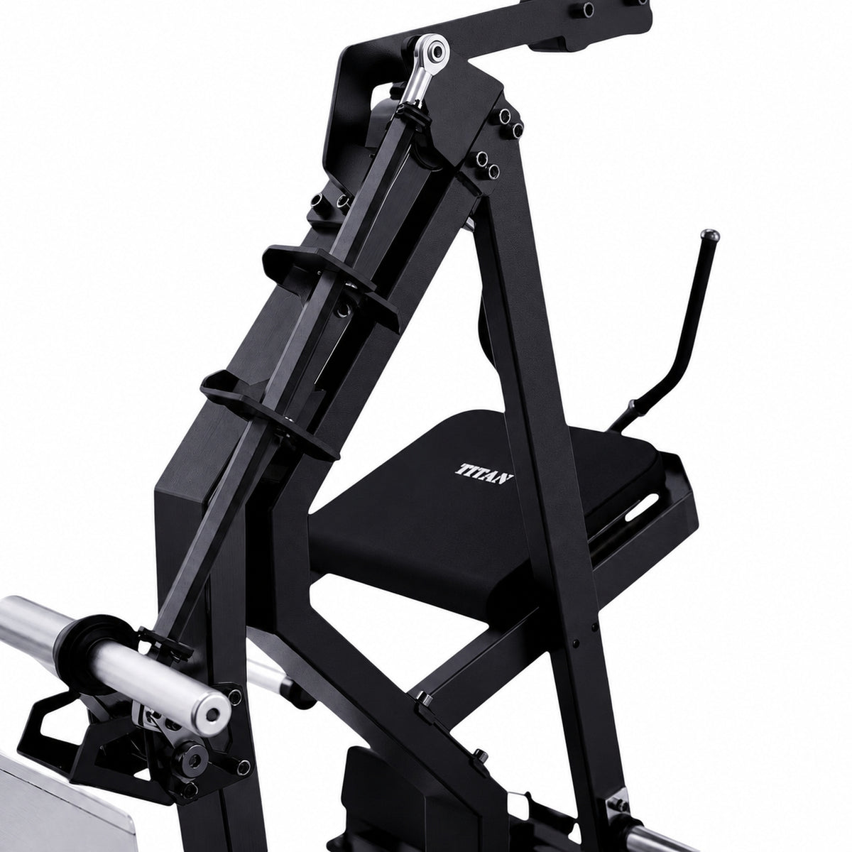 DHZ TITAN Mechanix Y940ZA Rear Kick - Plate Loaded Glute Trainer – rear kick obsidian black rahmen verstellung detail