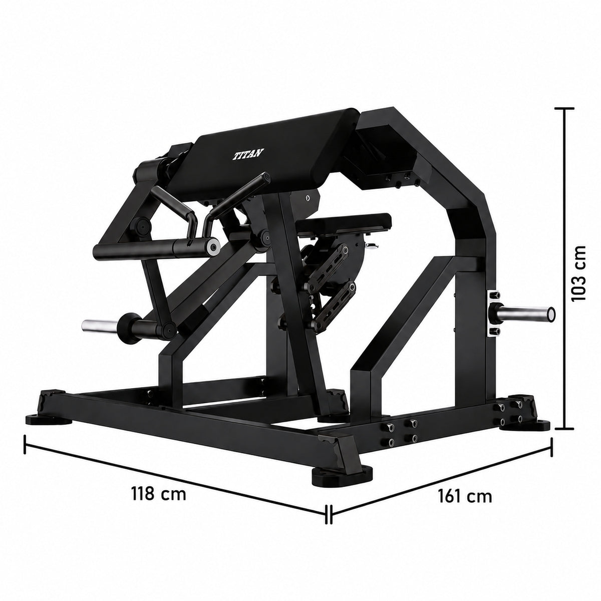 DHZ TITAN Mechanix Y970ZA Biceps Curl - Plate Loaded Bizepsmaschine für isoliertes Armtraining – biceps curl obsidian black abmessungen