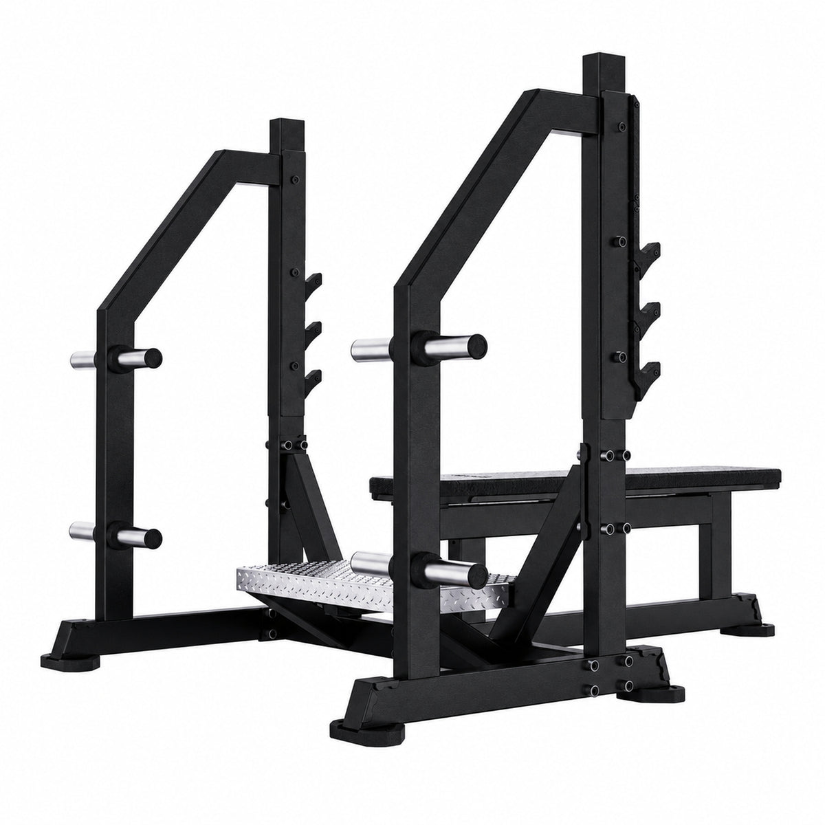 DHZ TITAN Mechanix Y972ZA Olympic Flat Bench - Plate Loaded Flachbank für Langhanteltraining – olympic flat bench obsidian black profilansicht