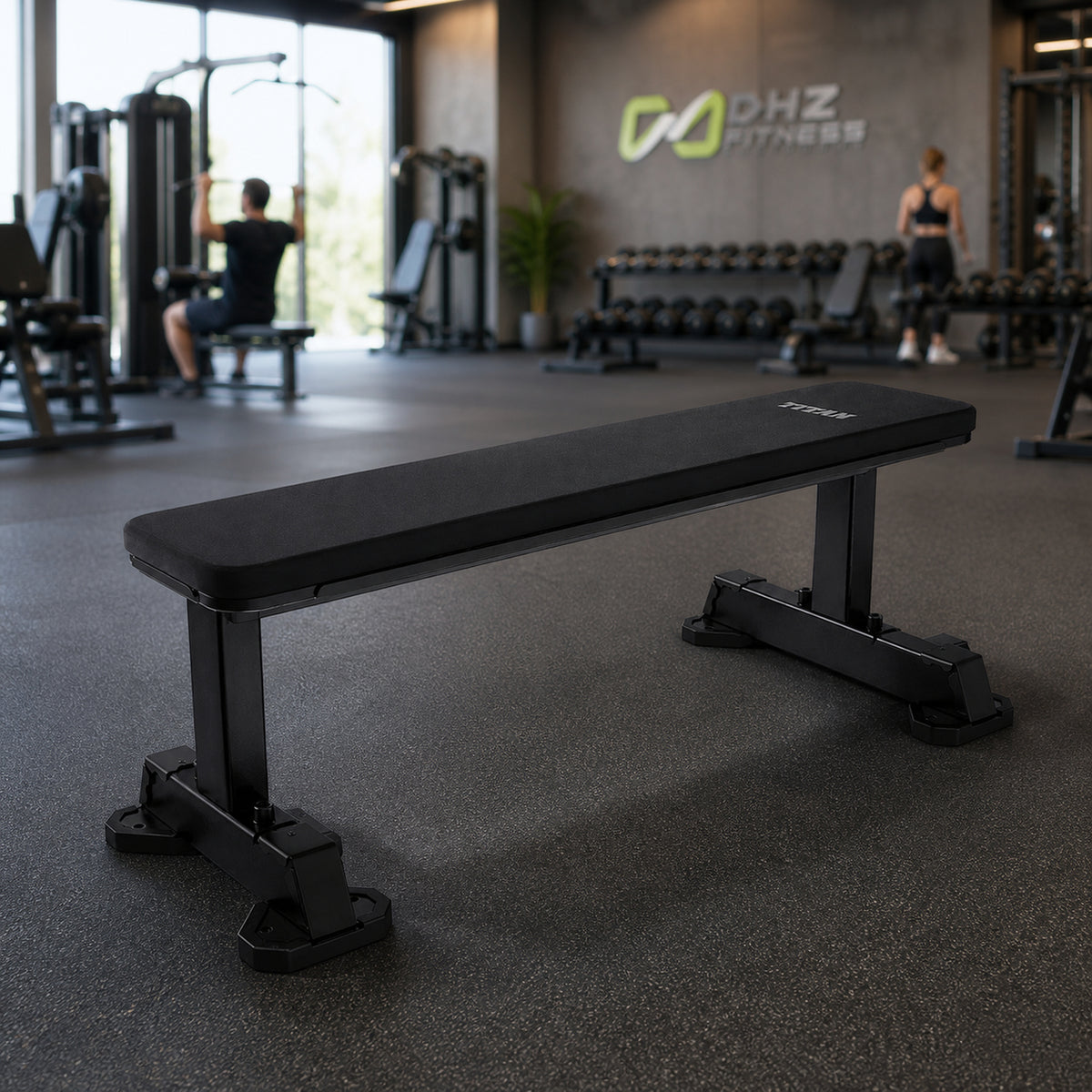 DHZ TITAN Mechanix Y980ZA Flat Bench - Flachbank für Freihanteltraining – flat bench obsidian black premium