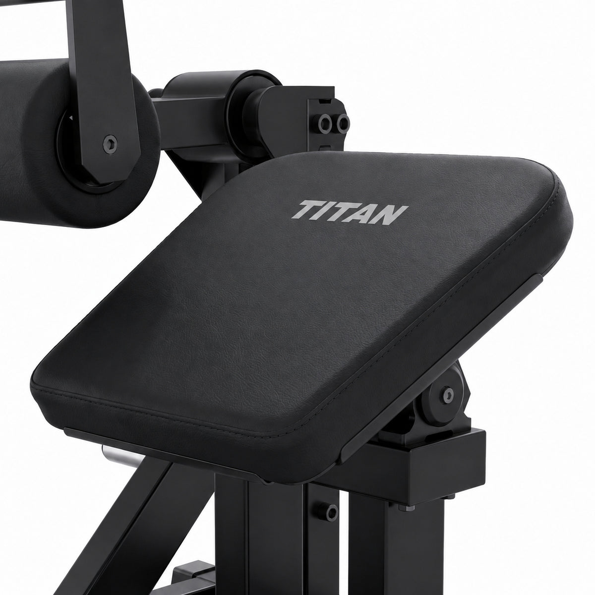 DHZ TITAN Mechanix Y984ZA Hip Thrust - Plate Loaded Gerät für Gesäßtraining – hip thrust obsidian black rueckenpolster detail
