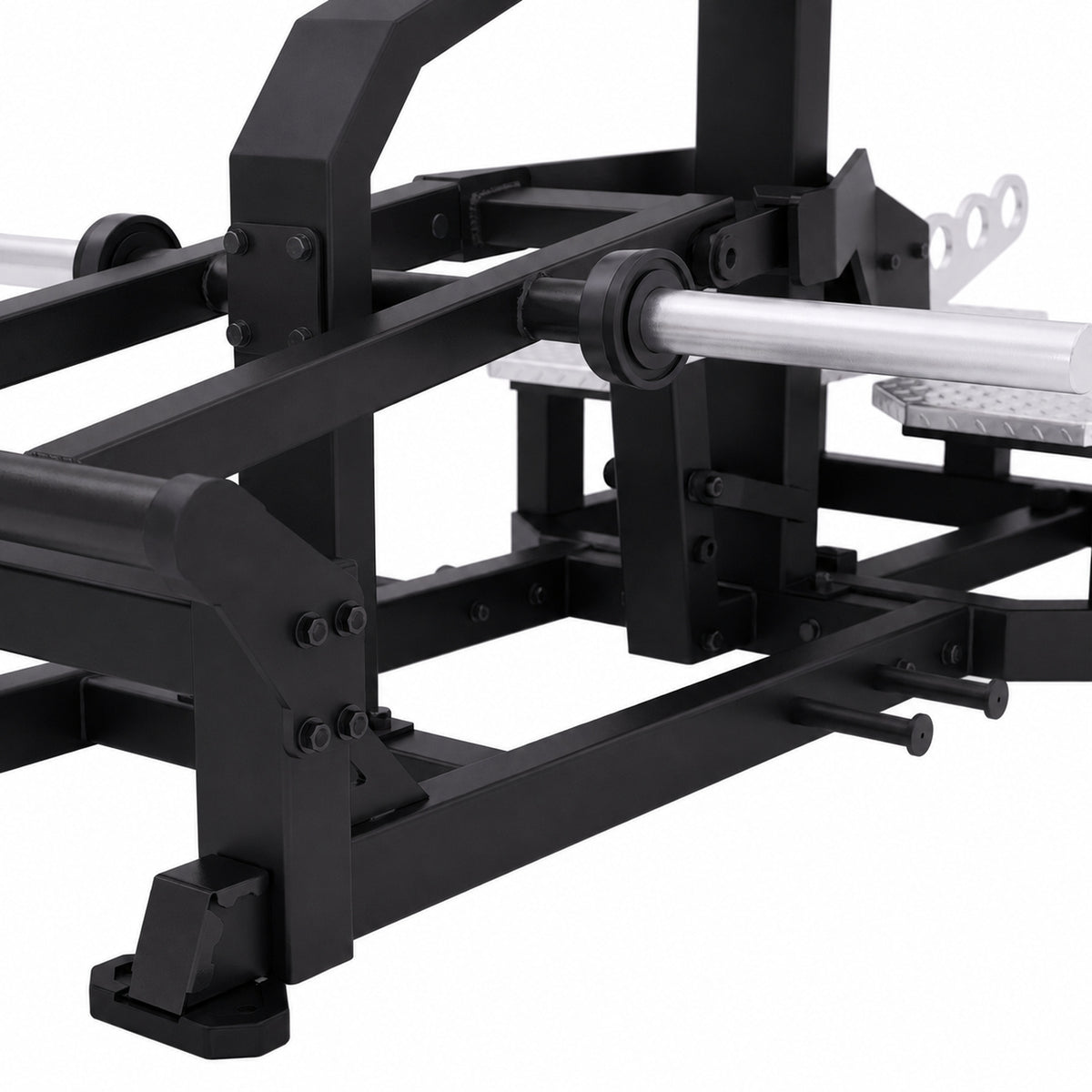 DHZ TITAN Mechanix Y986ZA Belt Squat – Plate Loaded Kniebeugenmaschine – dhz titan mechanix y986za belt squat obsidian black gewichtsaufnahme detail 